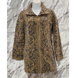 A Ida Knit Cozy Long or Duster Sweater in Luxe Golden Brown and Gray Size Small